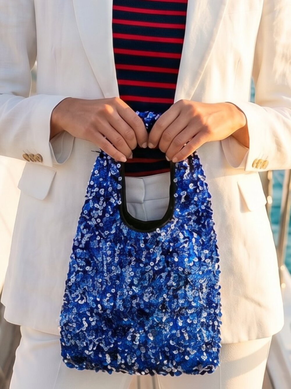 NWT ANTHROPOLOGIE Paillette sequins silver blue